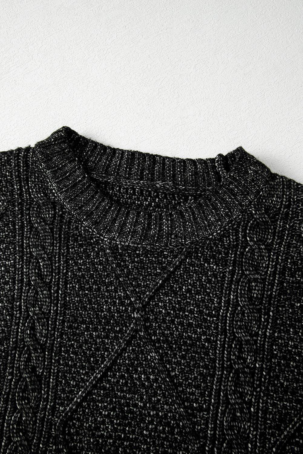 Outform Black Twist Cable Knit Drop Shoulder Loose Fit Sweater Dress