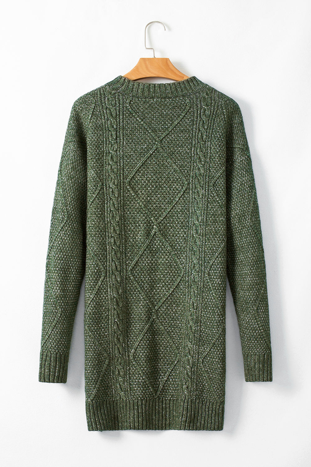 Outform Black Twist Cable Knit Drop Shoulder Loose Fit Sweater Dress