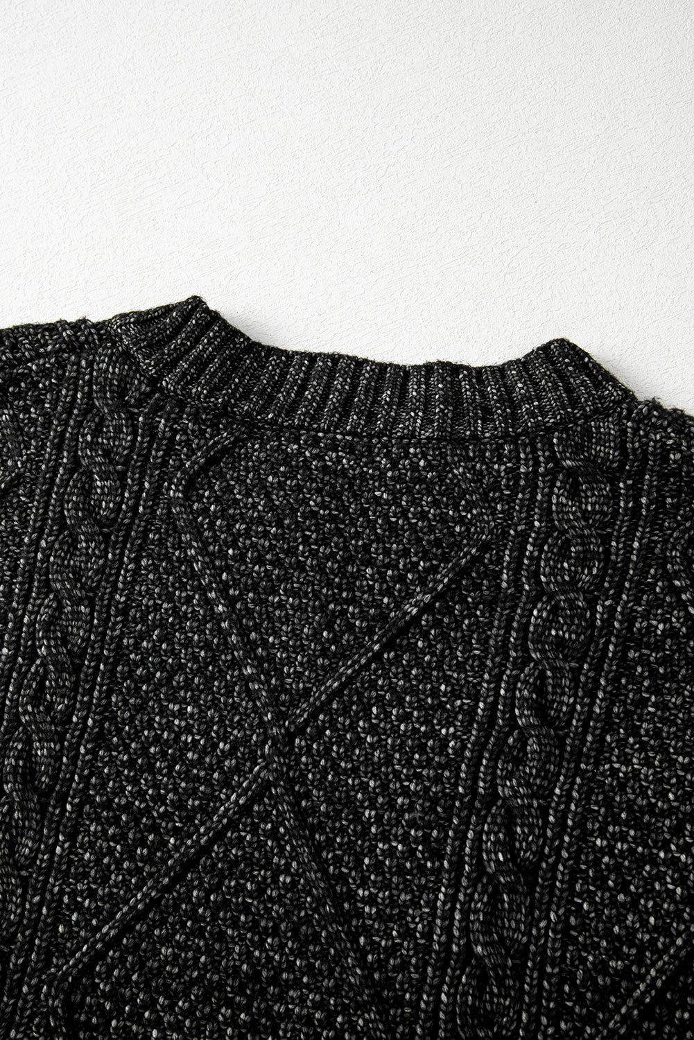 Outform Black Twist Cable Knit Drop Shoulder Loose Fit Sweater Dress