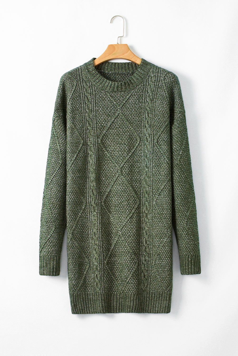 Outform Black Twist Cable Knit Drop Shoulder Loose Fit Sweater Dress