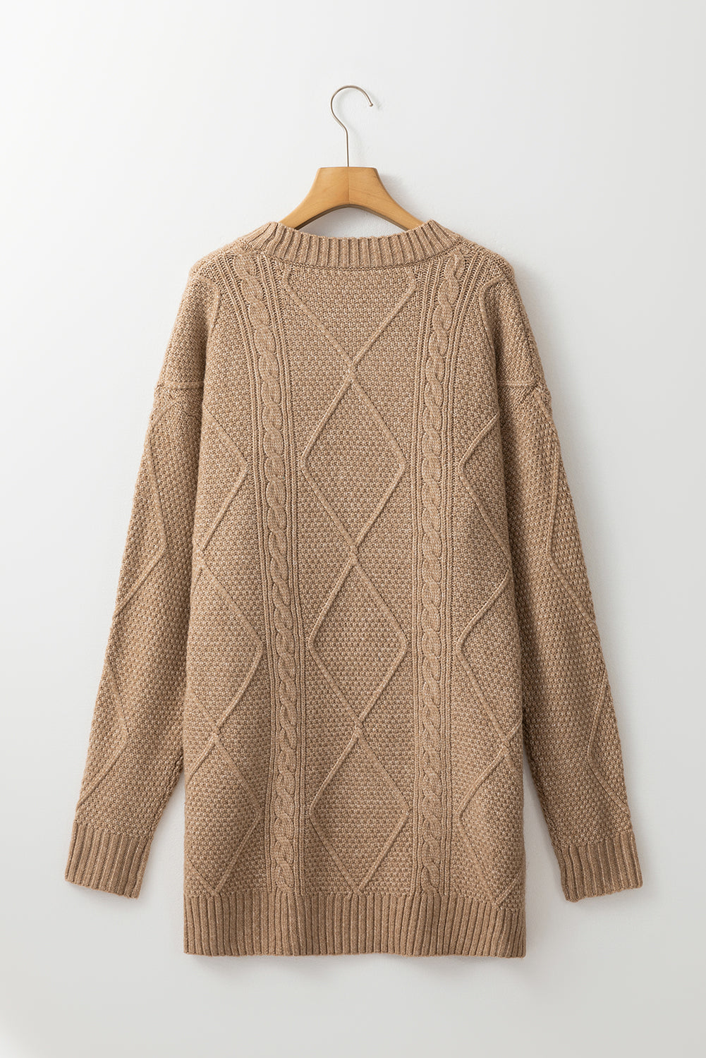 Outform Black Twist Cable Knit Drop Shoulder Loose Fit Sweater Dress