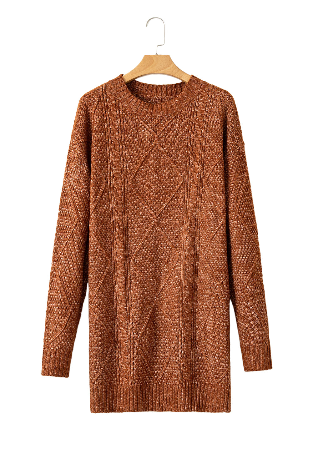 Outform Black Twist Cable Knit Drop Shoulder Loose Fit Sweater Dress