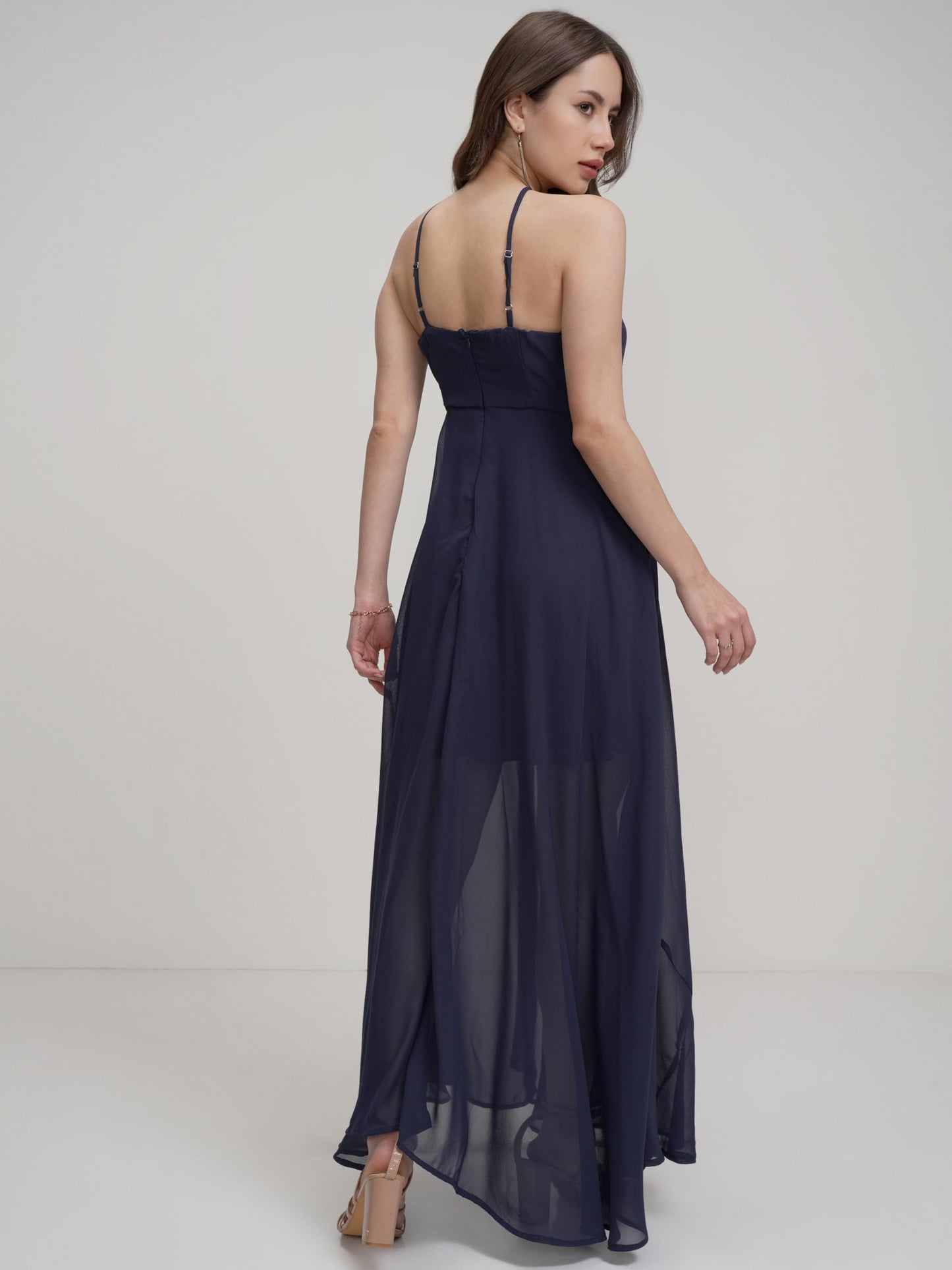 Outform Women's Halter Neck Flowy Maxi Dress | Cinched Waist | Elegant & Airy Silhouette