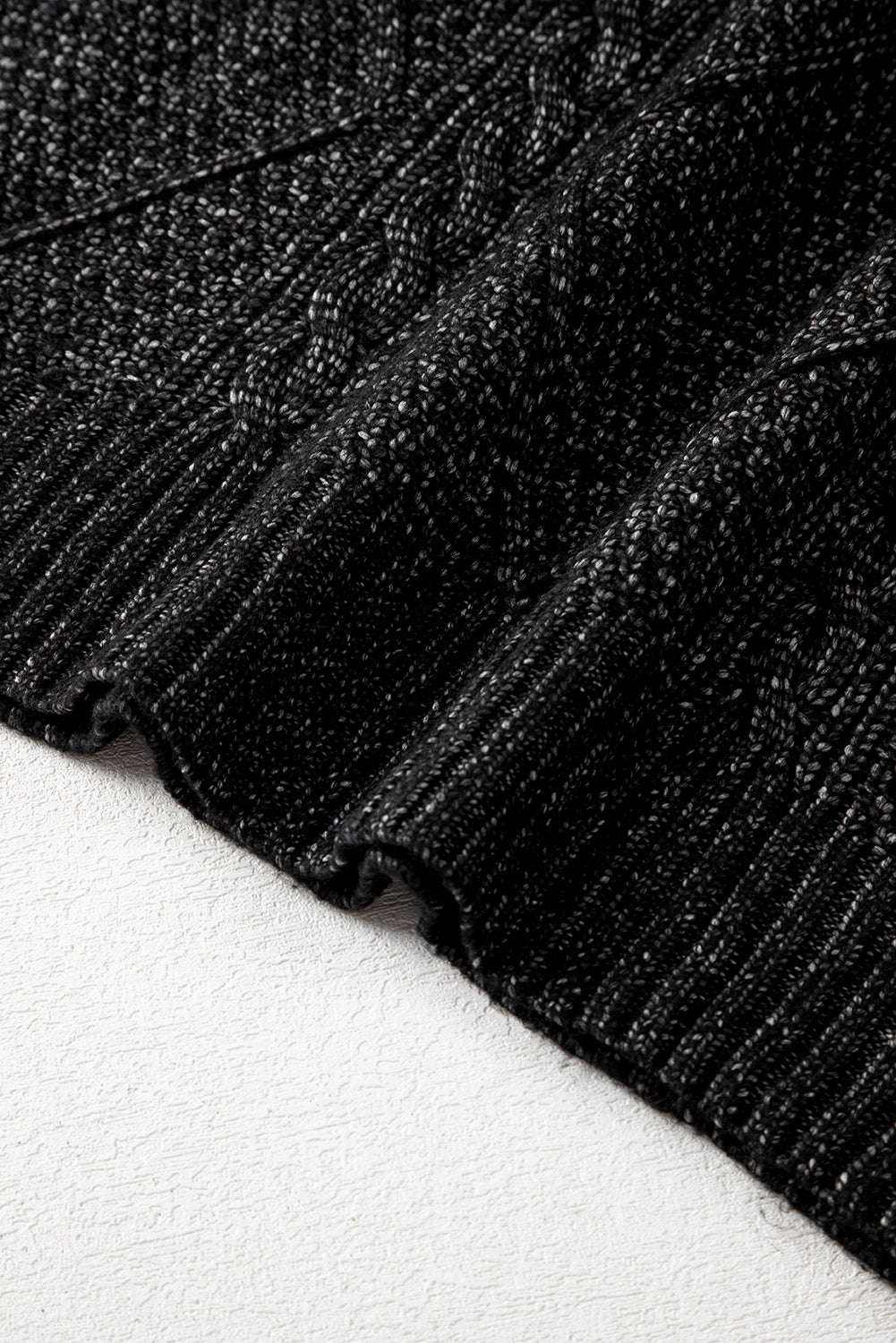 Outform Black Twist Cable Knit Drop Shoulder Loose Fit Sweater Dress
