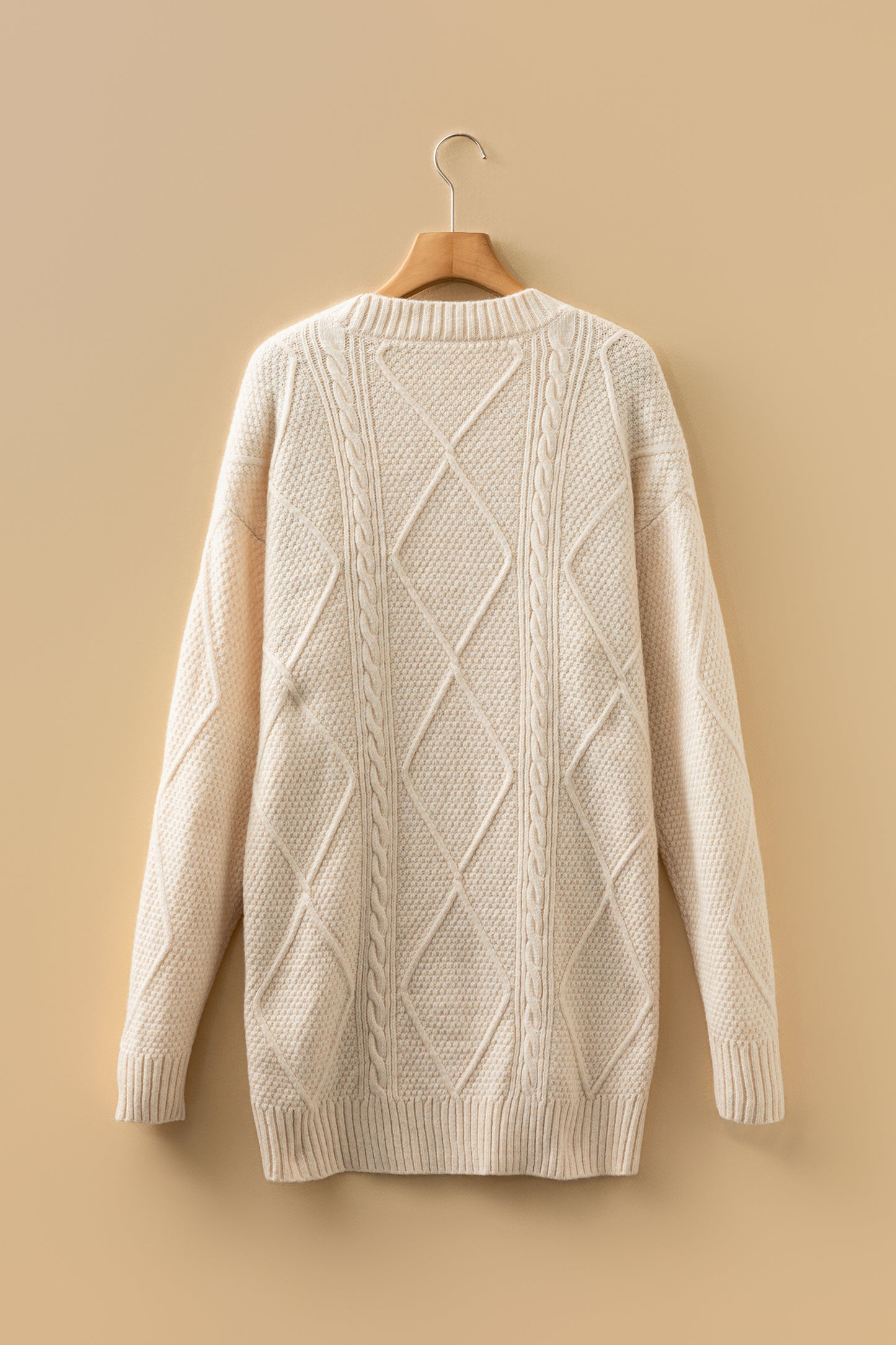 Outform Black Twist Cable Knit Drop Shoulder Loose Fit Sweater Dress
