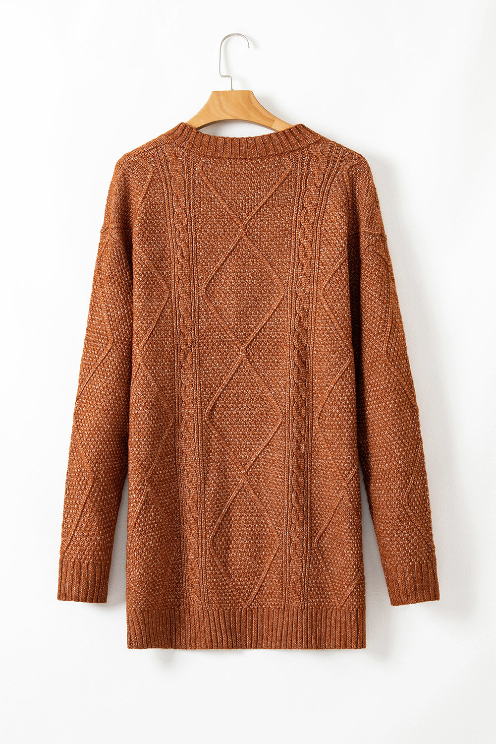 Outform Black Twist Cable Knit Drop Shoulder Loose Fit Sweater Dress