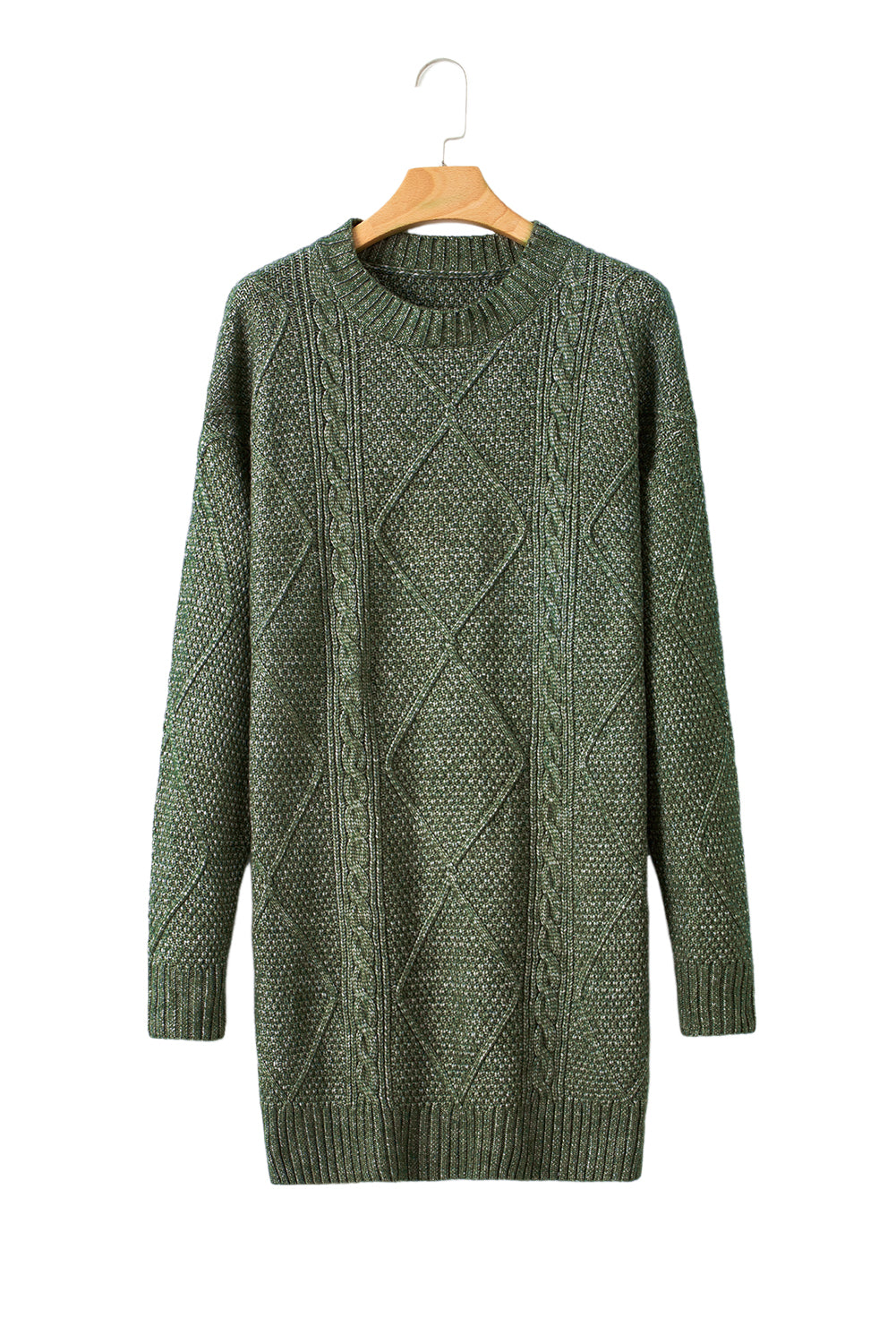 Outform Black Twist Cable Knit Drop Shoulder Loose Fit Sweater Dress
